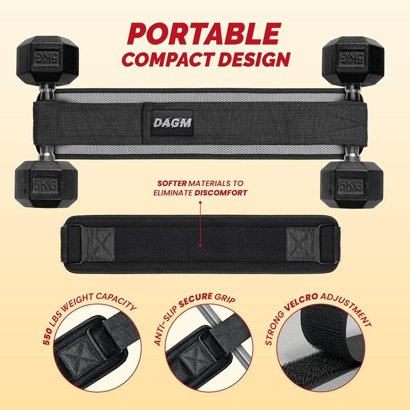 DAGM Hip Thrust Belt for Dumbbells heavy, Secure Glute Trainer with Non-Slip Extra Padding That Protects Your Hips - Ideal for Gym & Home Workouts - Use with Heavy Duty Kettlebells, Dumbbells, & Plates Hold up to 500 lbs - Image 2
